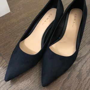 Zara Block Suede Heels New